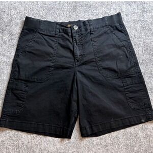 Lee Relaxed Fit‎ Mid Rise Black Cotton Blend Cargo Shorts Womens Size 12